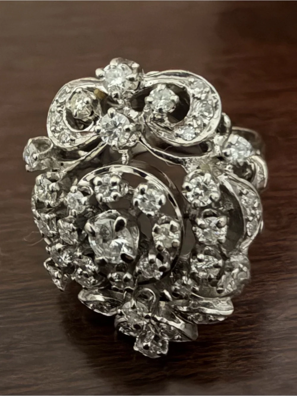 Dana Augustine 14k White Gold Approx 3 CTW  Natural Diamond Ring 13.5 Grams